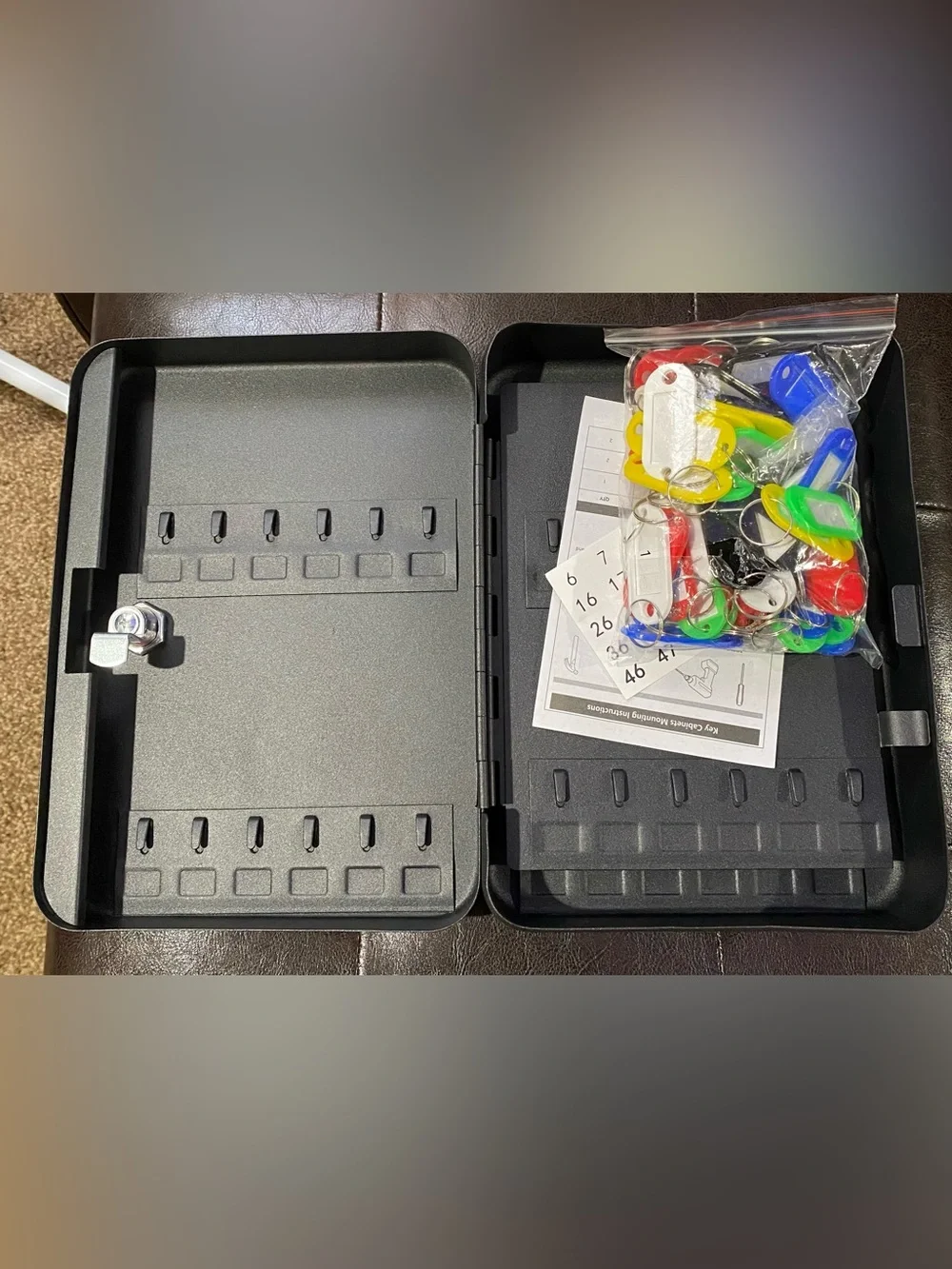 Key Safe Lock Box with Hooks and Number Labels - Black